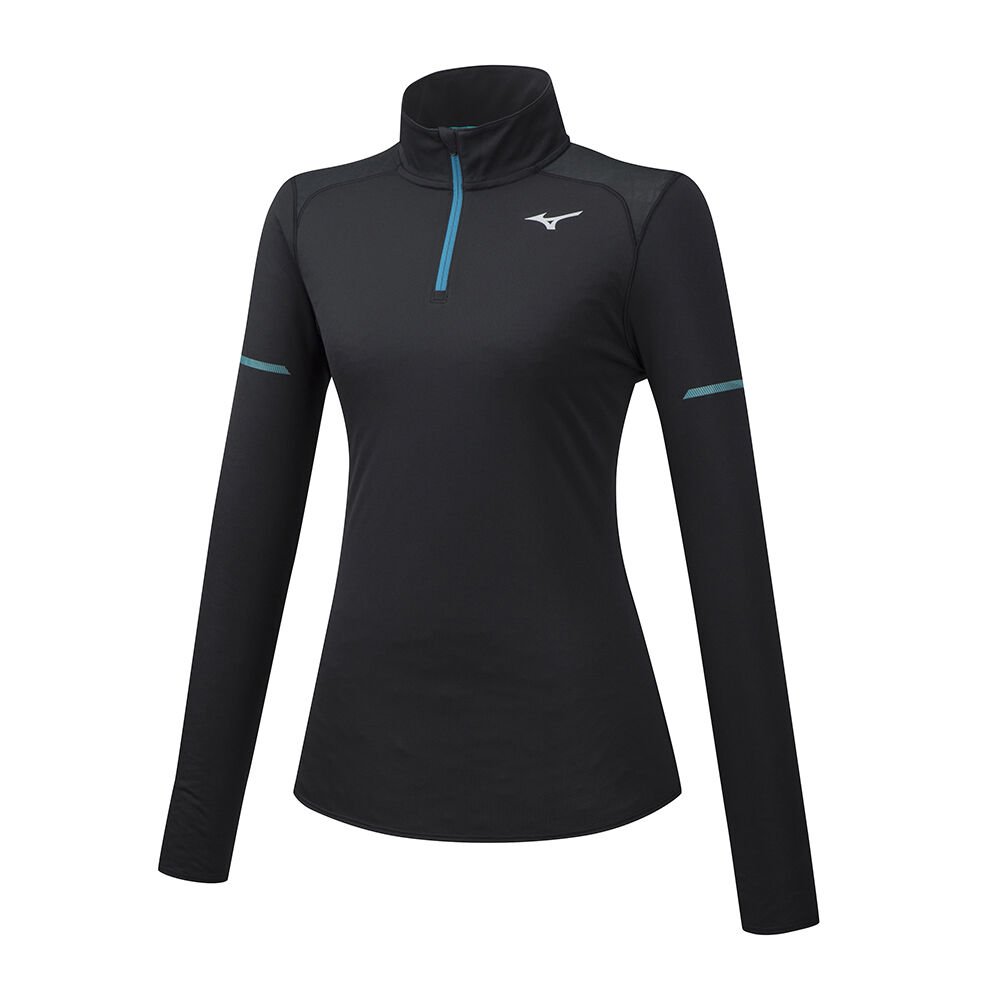 Sudaderas Mizuno Alpha LS HZ Mujer Negras España KWGI-04782